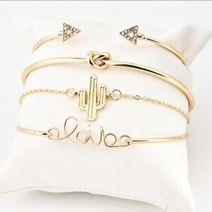 NEW Bohemian Geometric Gold Trendy 4pc Bangles‎